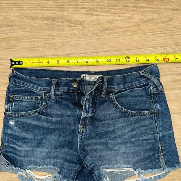 Free People Dark Blue Distressed Jean Shorts Size 25 - Picture 5 of 6